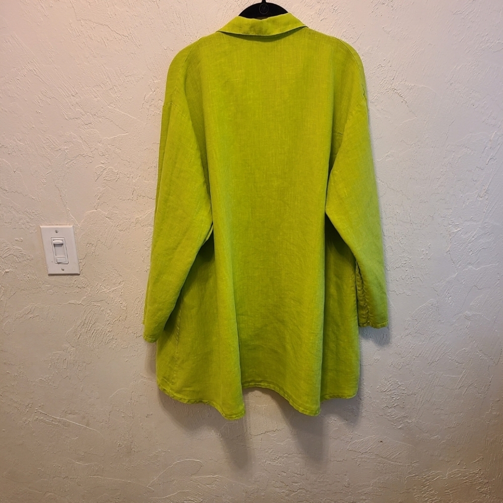Bryan Walker Chartreuse Linen Button Down Blouse … - image 7